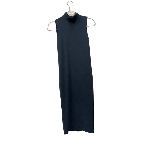Zara Mock Neck Sleeveless Sweater Dress Dark Navy Soft Stretchy Midi - Picture 2 of 3